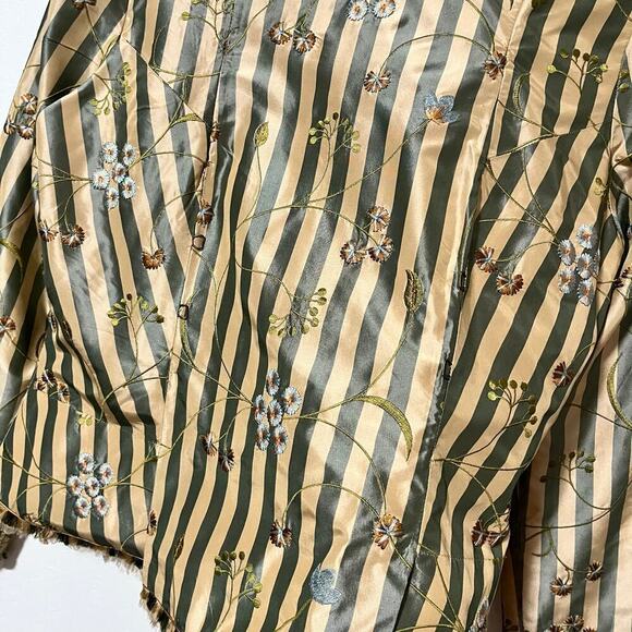 Peruvian Connection Silk Edwardian Embroidered Jacket Size 16 Striped Artsy FLAW - Picture 12 of 15